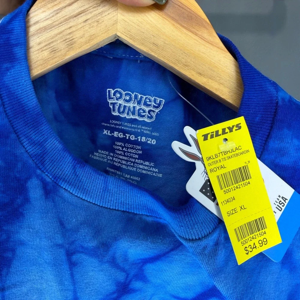 Looney Tunes Team USA Bugs Bunny Tie Dye T-Shirt Blue Kids XL 18/20 0120